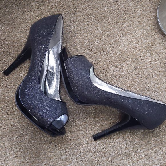 Rampage black glitter peep-toe heels - Picture 3 of 4